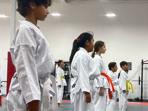 Team One Taekwondo students lined up in class formation in McAllen, TX