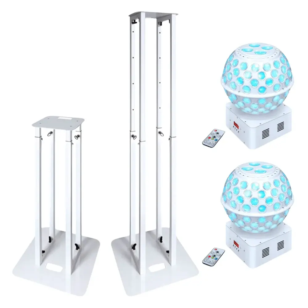 2x Thor Starball White Inc 2x PS1XL Adjustable DJ Podiums