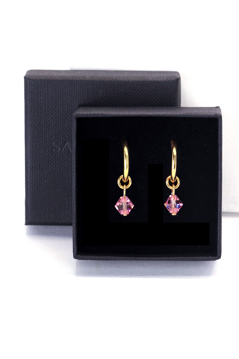 gold jewelry pink pikon Swarovski earrings, silver and gold-vermeil present for her.