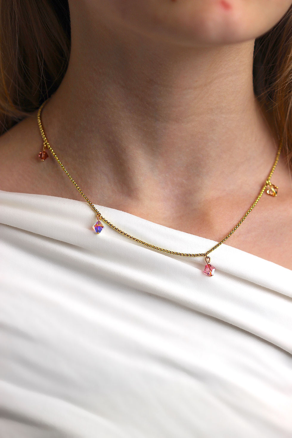 Thumbnail: 18k Gold Vermeil {Estepona} Swarovski Crystal Necklace