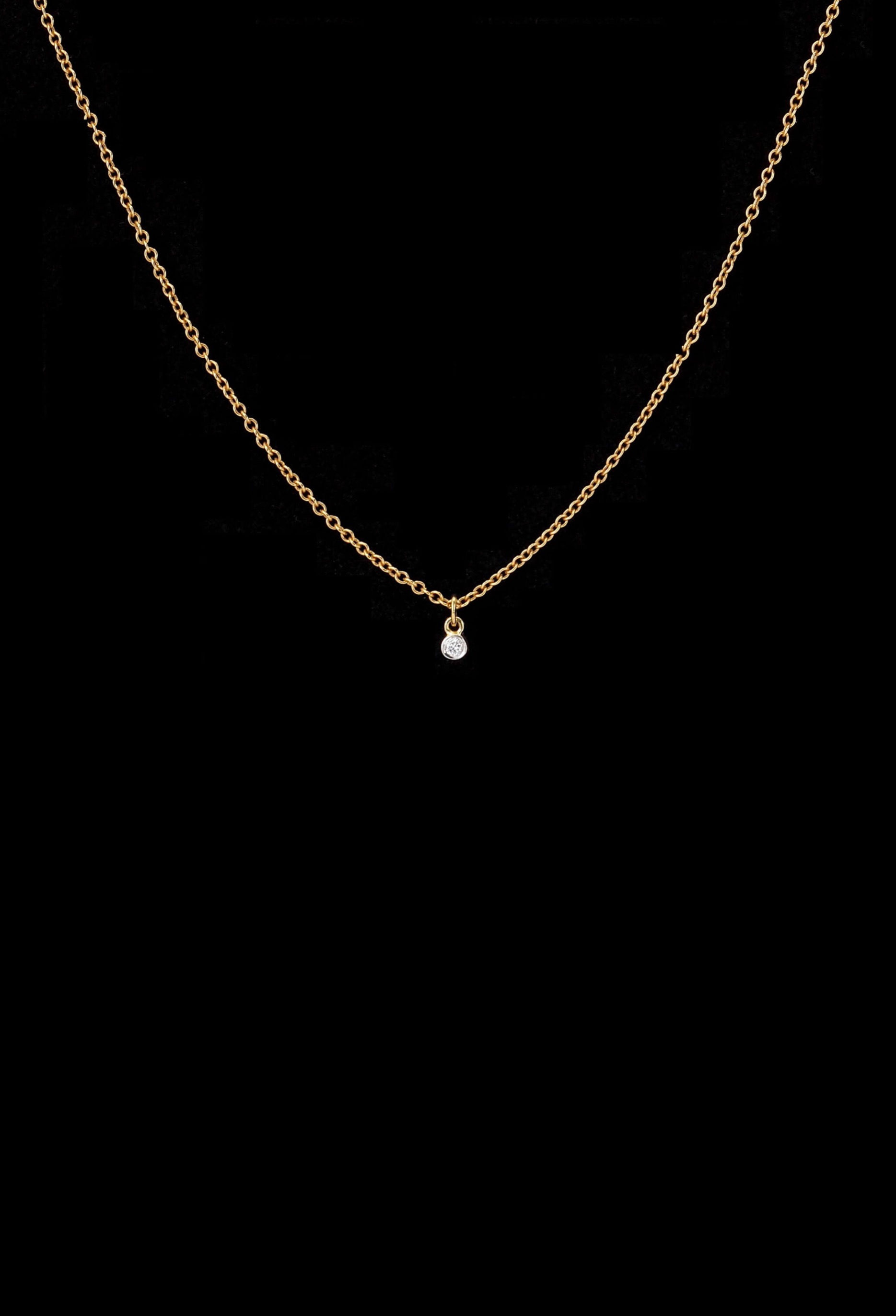 Minimalist single solitaire Diamond Gold or Whitegold Necklace fine jewelry woman gift