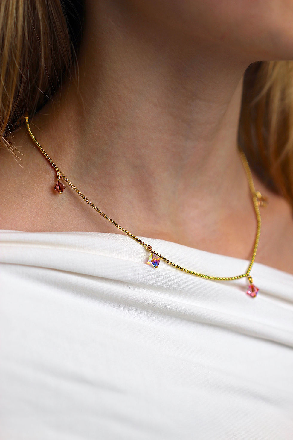 Thumbnail: 18k Gold Vermeil {Estepona} Swarovski Crystal Necklace