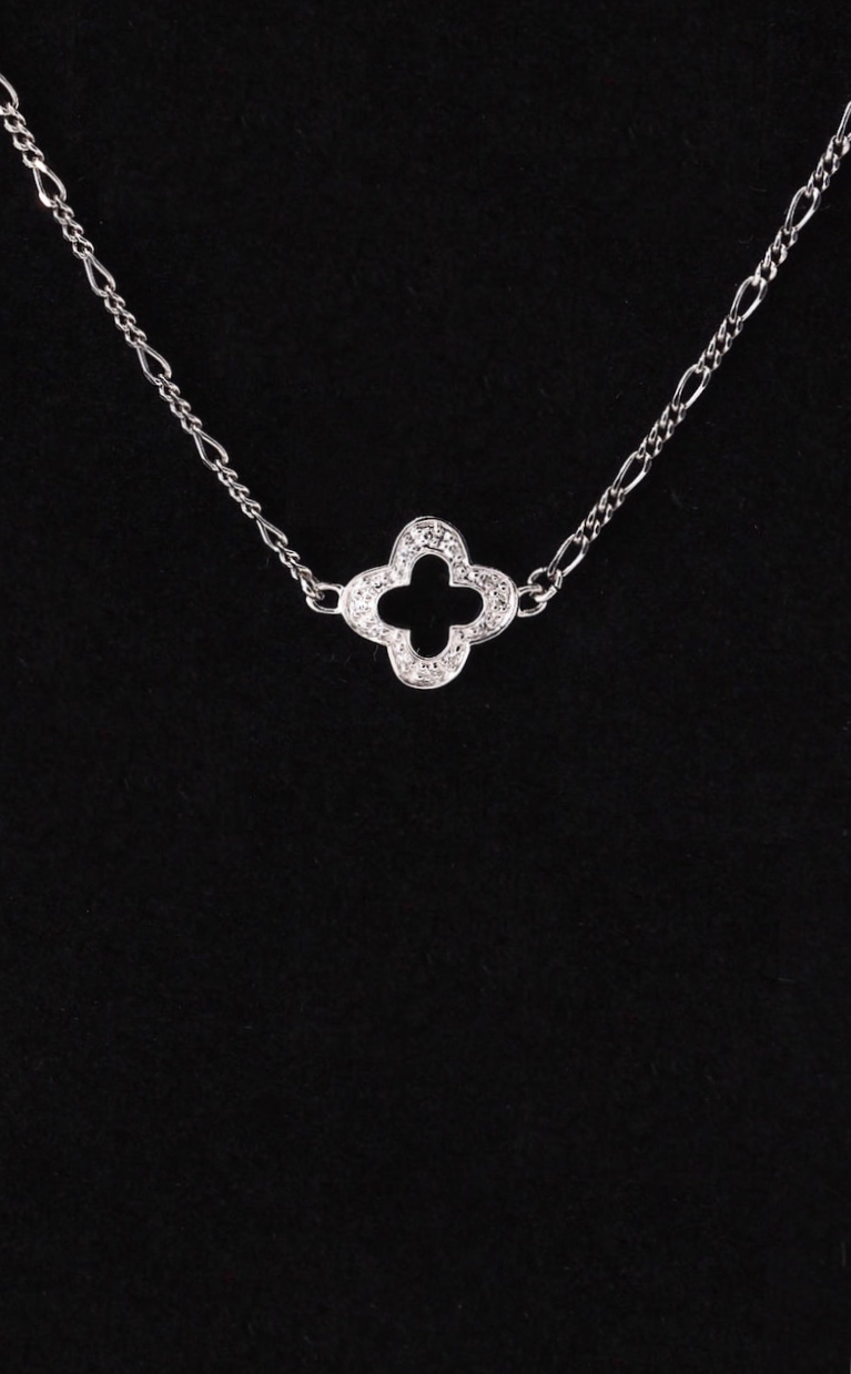 Thumbnail: Diamond Trefle Clover Flower Alhambra Gold or Whitegold Necklace fine jewelry woman gift van cleef