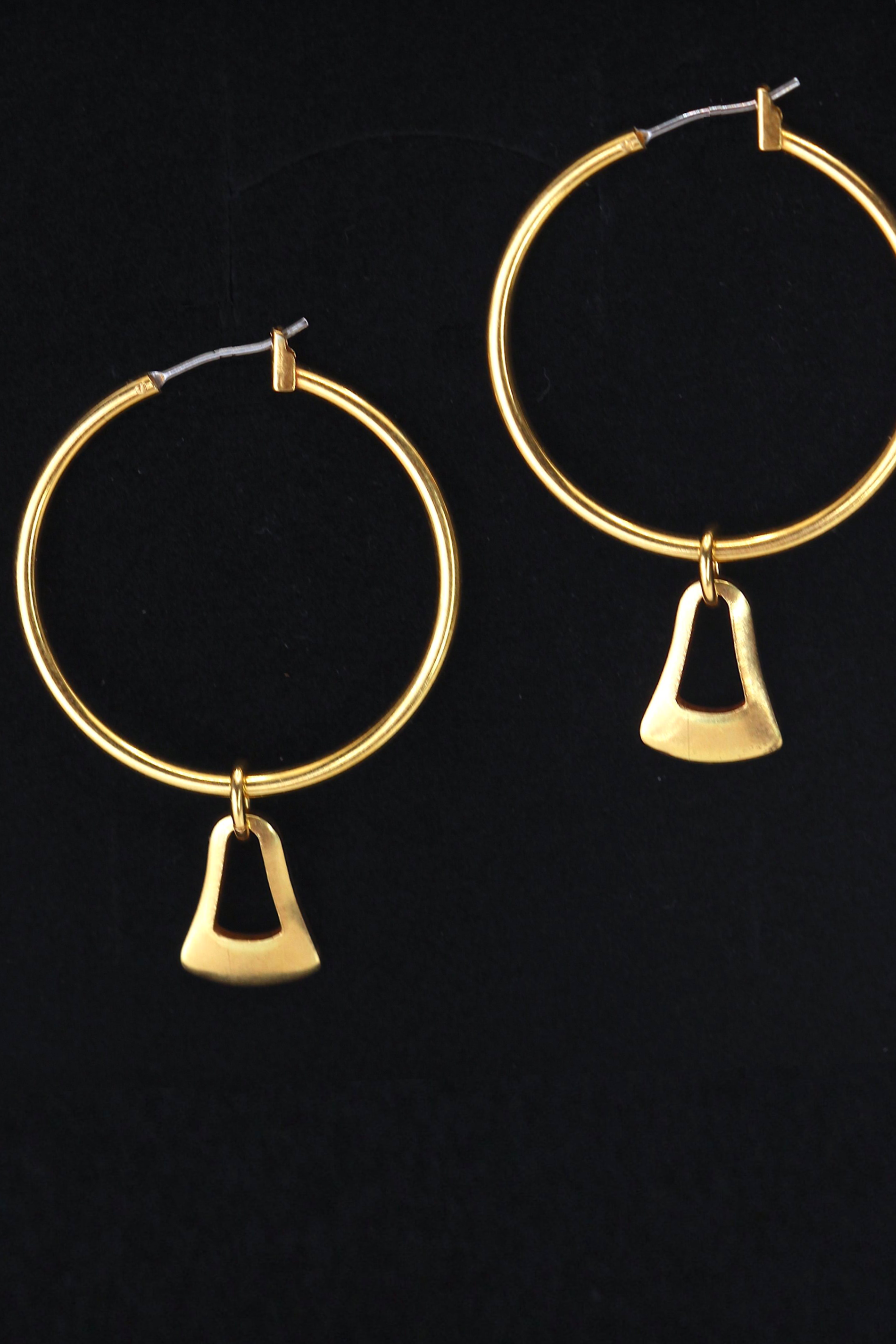 gold jewelry big pendant hoop earrings, silver and gold-vermeil present for her.
