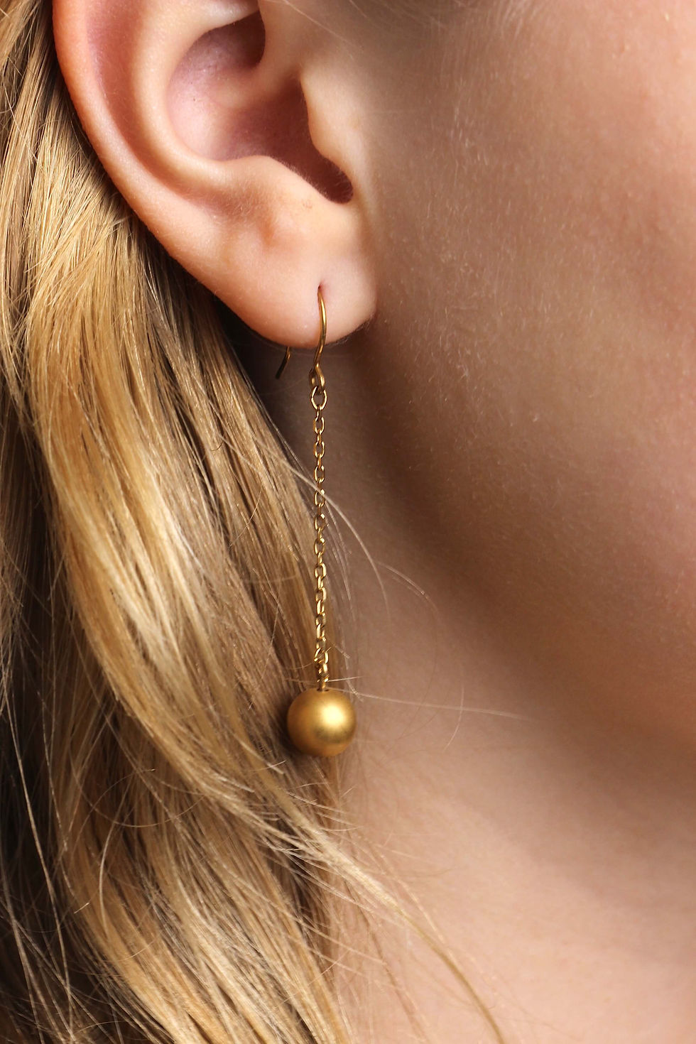 Thumbnail: glamour ball earrings antique gold Chanel style dangle earrings