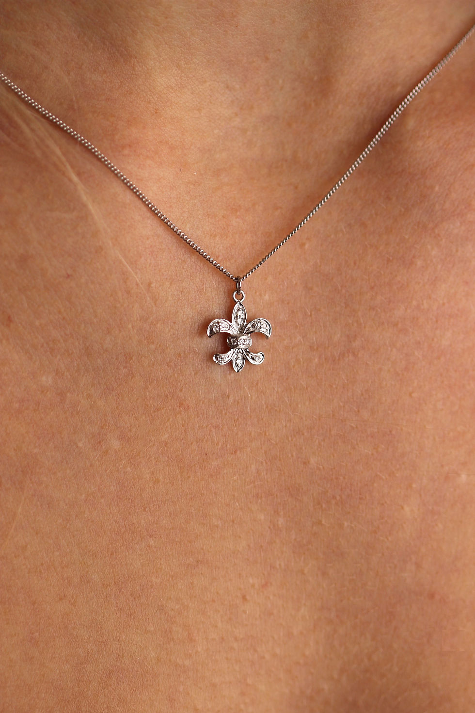 Thumbnail: 14k Gold and Whitegold Diamond {FleurdeLis} Fleur de Lis Necklace