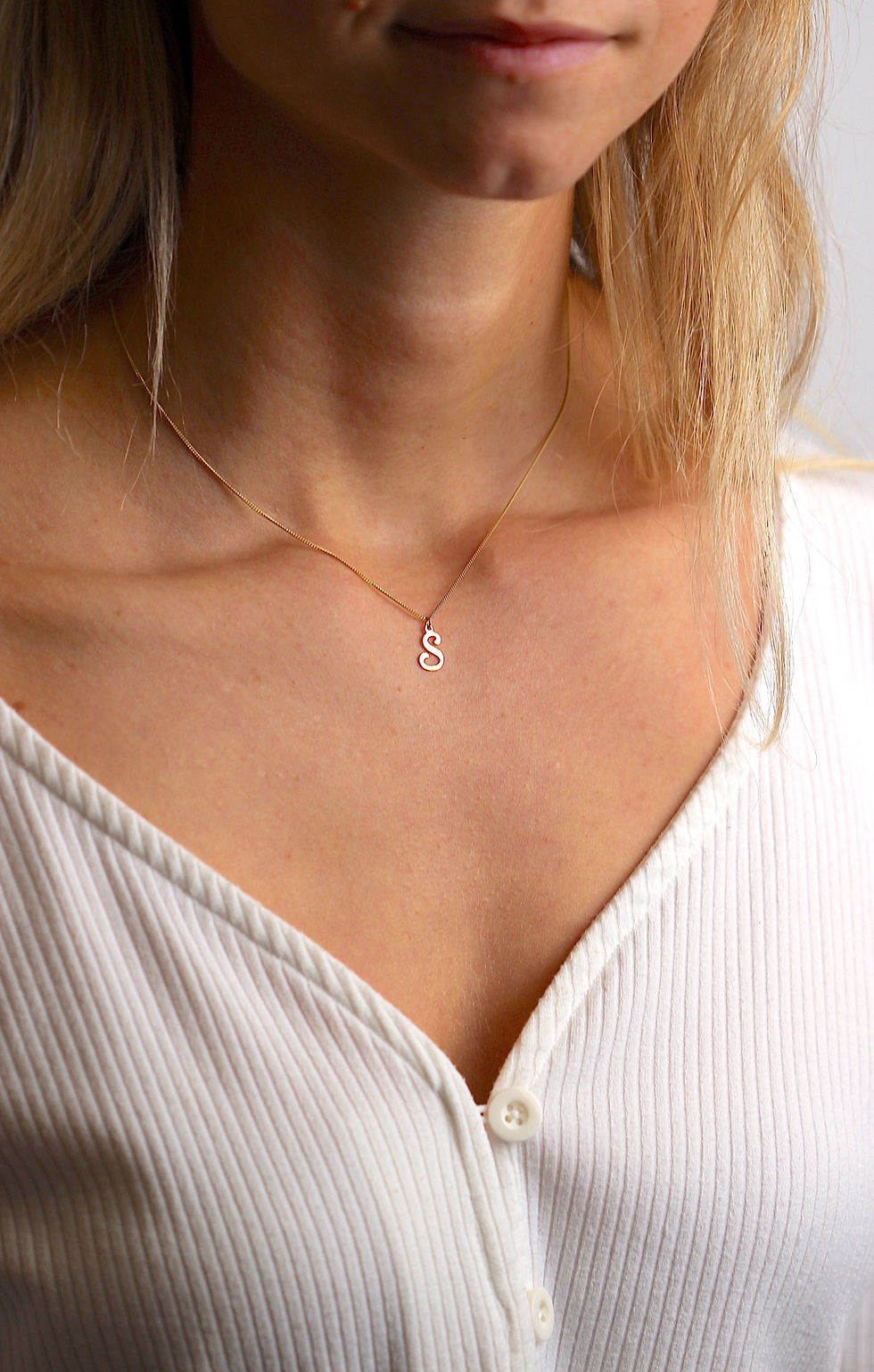Thumbnail: 14k Gold or Whitegold Diamond {Gold Initial} Necklace