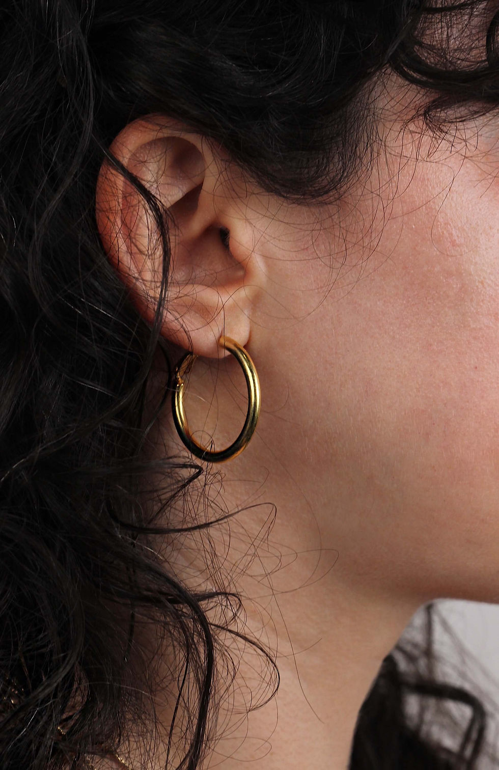 Thumbnail: gold jewelry classic thick hoop earrings, silver and gold-vermeil present for her.