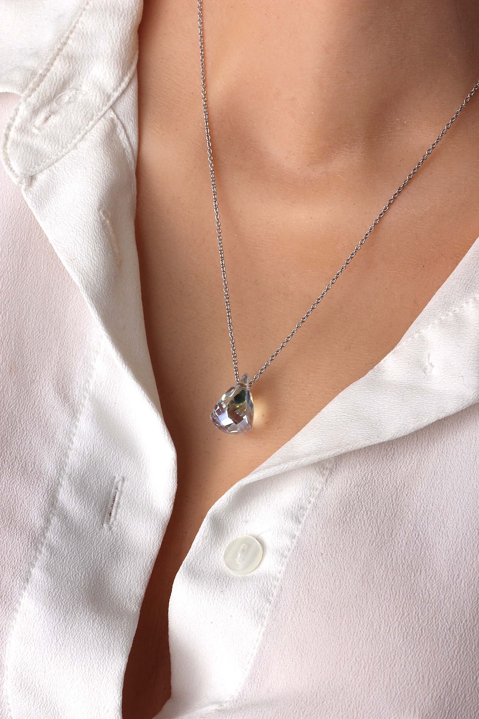 Clearblue Tear drop necklace, Swarovski crystal, perfect classic elegant gift present, Teardrop necklace