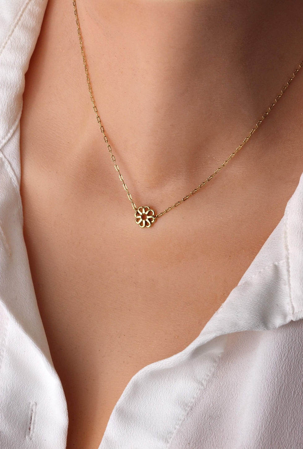 Thumbnail: gold jewelry bloom flower necklace, silver and gold-vermeil present for her.