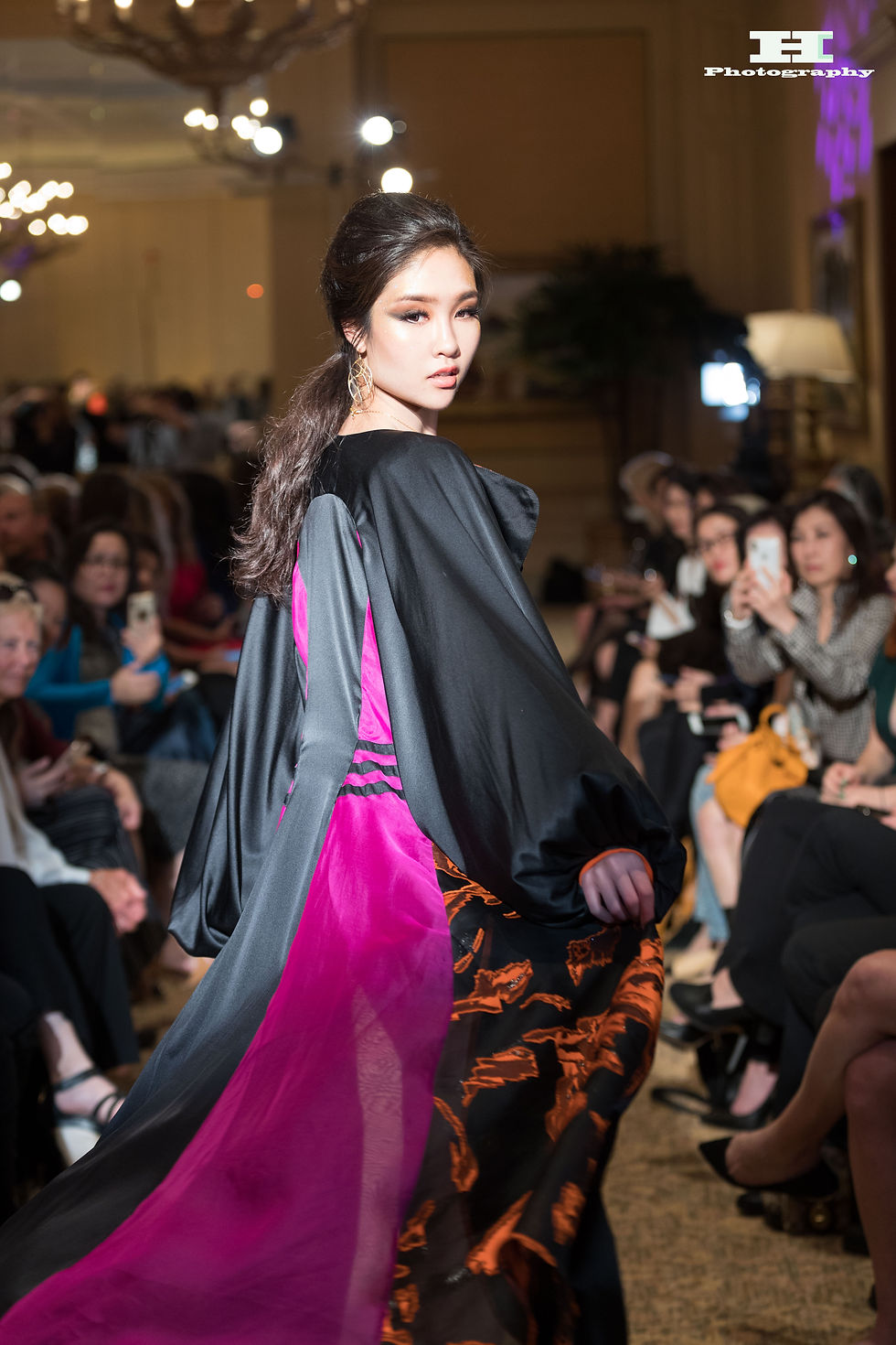 Thumbnail: Magenta-Orange-Black Designer Coat
