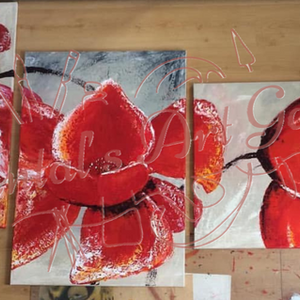 Poppies triptych painting by request