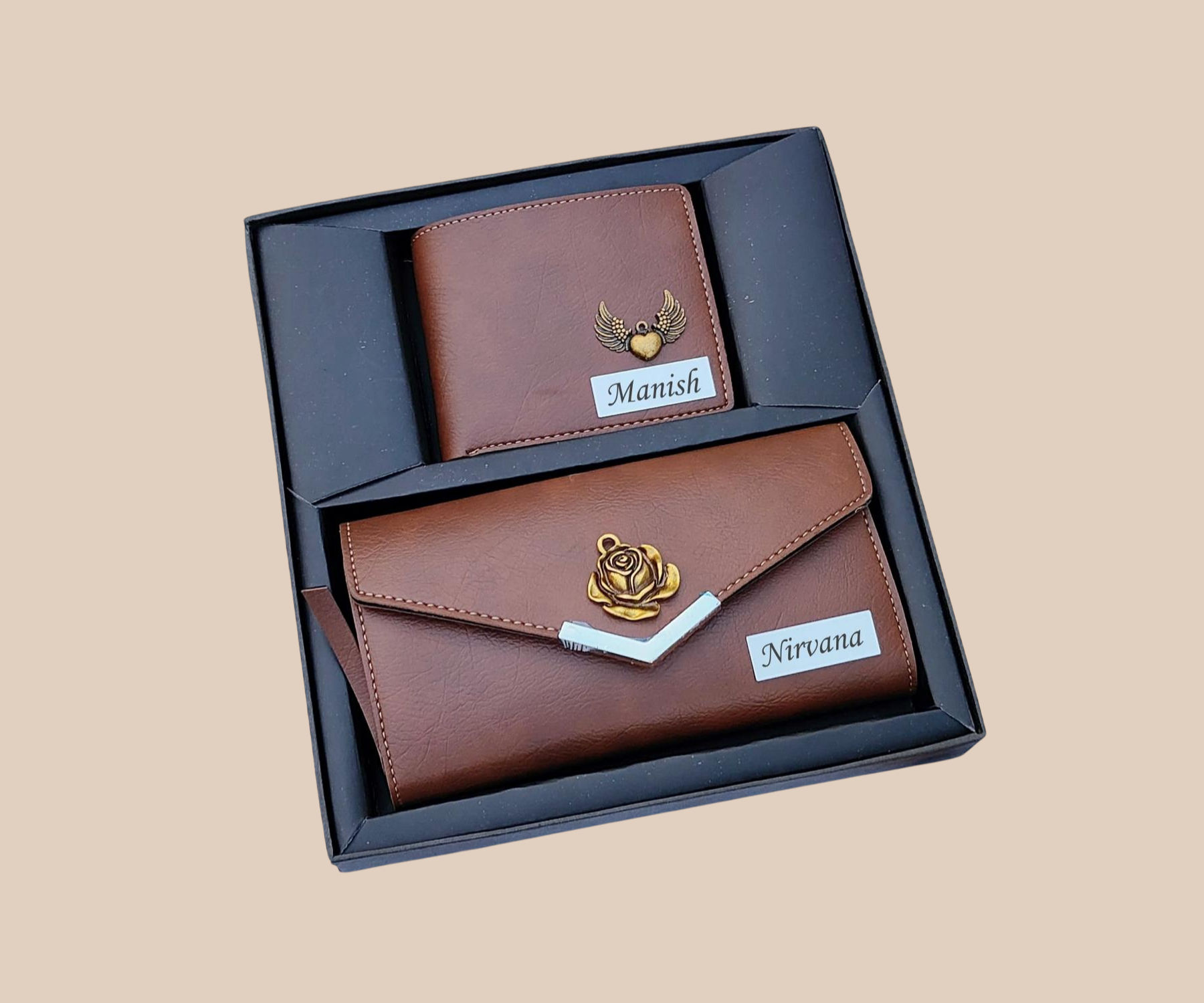 Premium Acura Leather Couple Wallet Combo