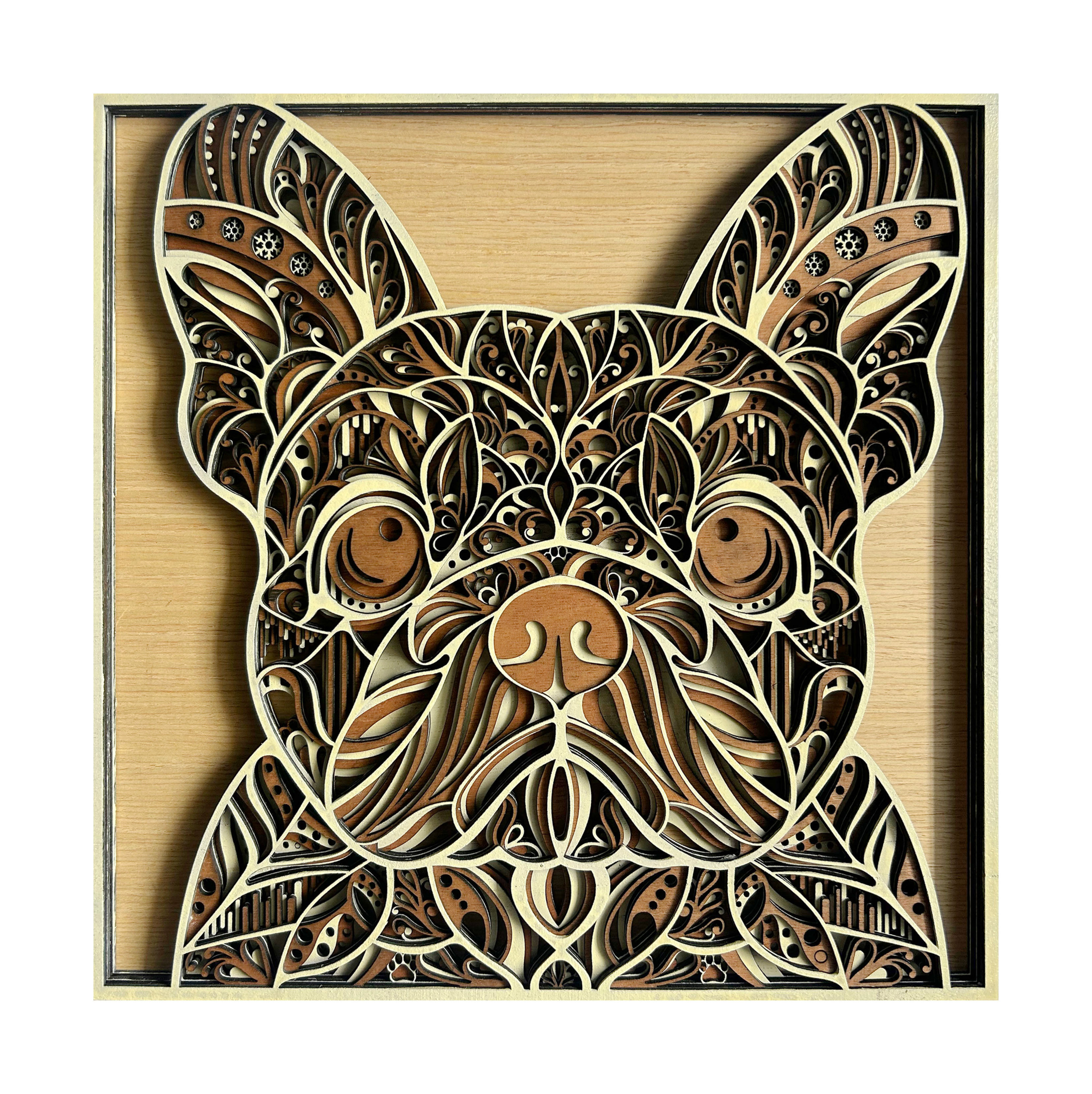 3D Multilayer Wooden Boxer Dog Wall Art - 6 Layers