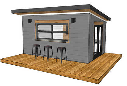Pool house with indoor outdoor bar connected by garage door