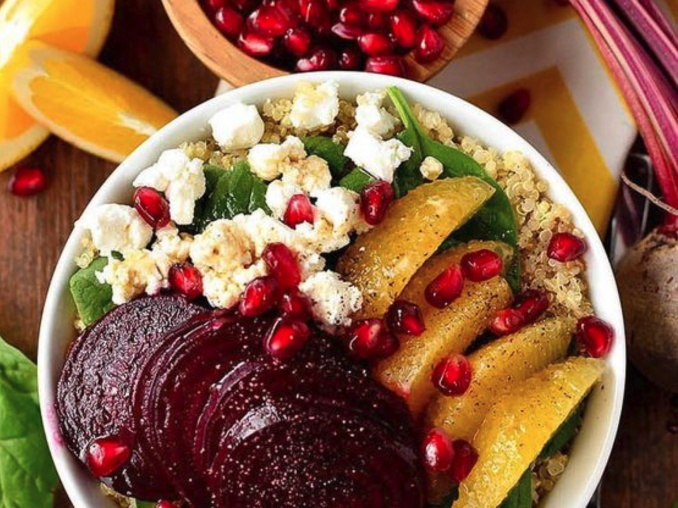 Roasted Beet, Orange, and Pomegranate Power Bowls.