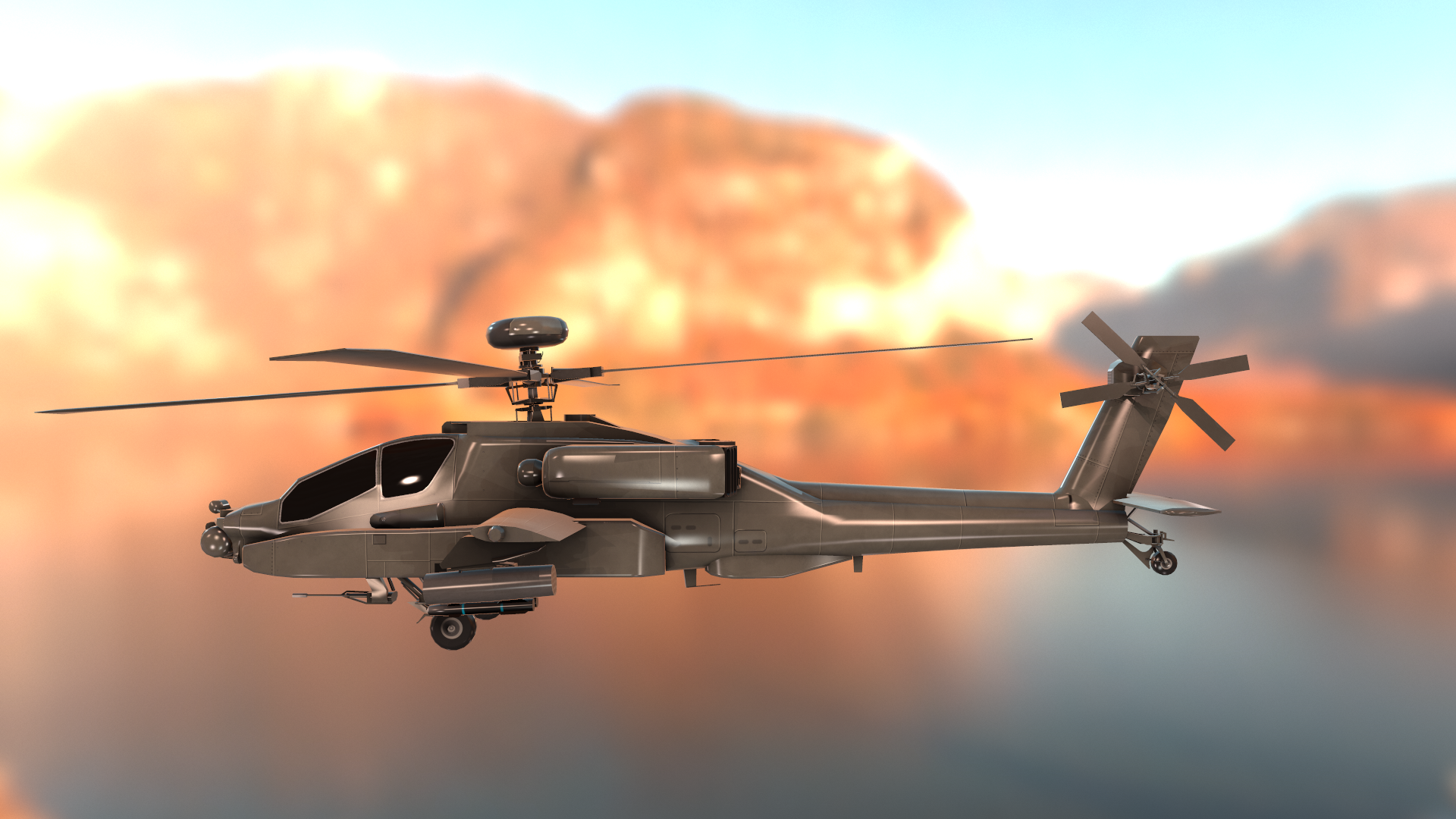 AH64 Apache image. From the Collection of Low Poly aircraft, helicopters and drones by Glenda Studio