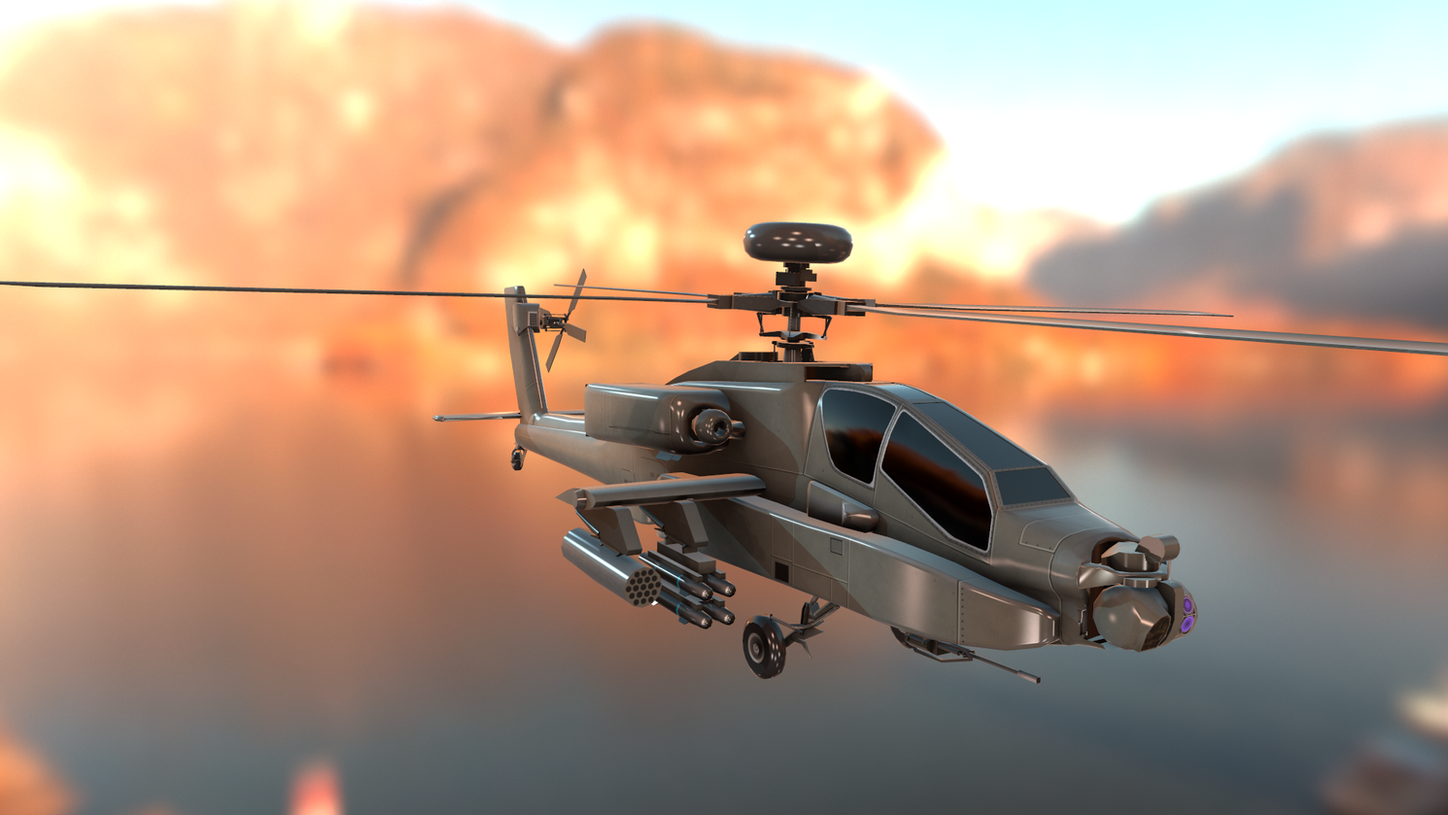 AH64 Apache image. From the Collection of Low Poly aircraft, helicopters and drones by Glenda Studio