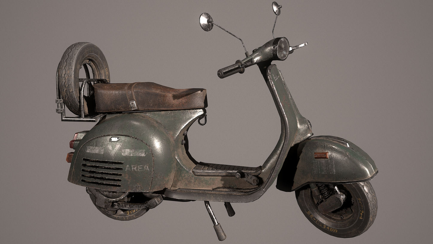 This shows the wonderful textures and detail on a fantasy version of a 3D Military Vespa as modelled by the elite 3D vehicle artists of Glenda Studio. Glenda Studio 3D art outsourcing studio based in Vietnam specializes in vehicles, weapons, props and environments.