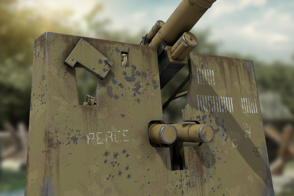 This image is showing the incredible detail and realism of a WWII era- Italian Campaign - of the iconic German Flak 88- this is the anti tank variant, as designed by Glenda Studio, a 3D Weapons Design Studio located in Ho Chi Minh City, Vietnam. Glenda Studio has a large team of elite artists specializing in all types of 3D art outsourcing for AAA games, Indie Games and the E-commerce world