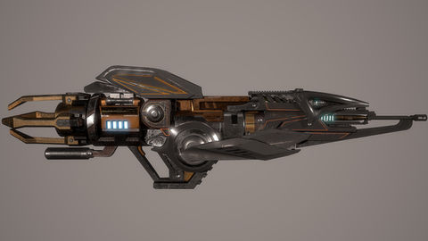 This image shows the realistic detail on a futuristic Photon Cannon GS - 4 as designed by Glenda Studio, a 3D Weapons Design Studio located in Ho Chi Minh City, Vietnam. Glenda Studio has a large team of elite artists specializing in all types of 3D art outsourcing for AAA games, Indie Games and the E-commerce world