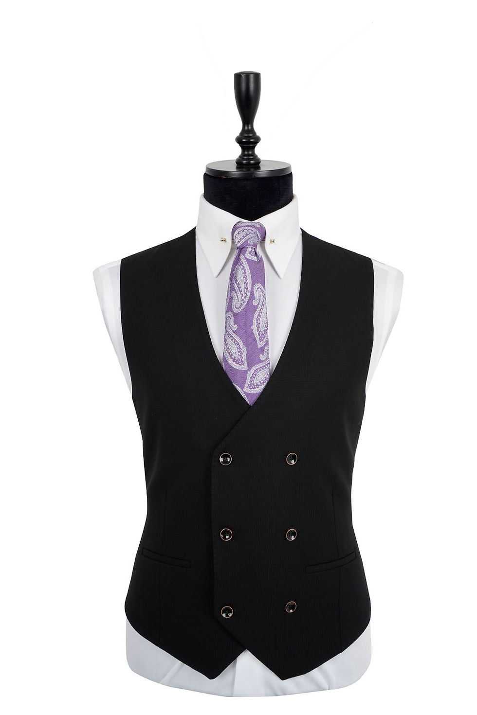 Thumbnail: Men's Suit Wide Peak Lapel Black Pure Wool