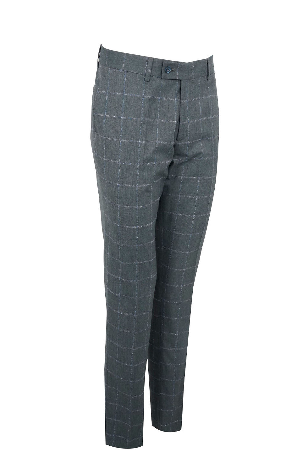 Thumbnail: Men's Suit Peak Lapel Grey- White Chacked Mix Wool