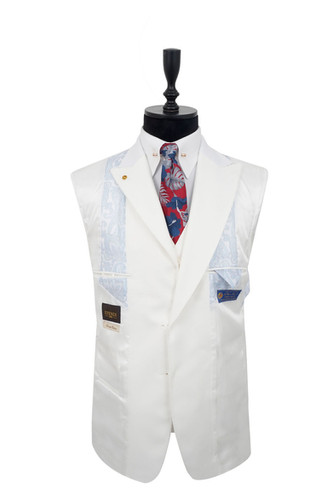 Men's Suit Peak Lapel White Mix Wool | EFENDI 1881