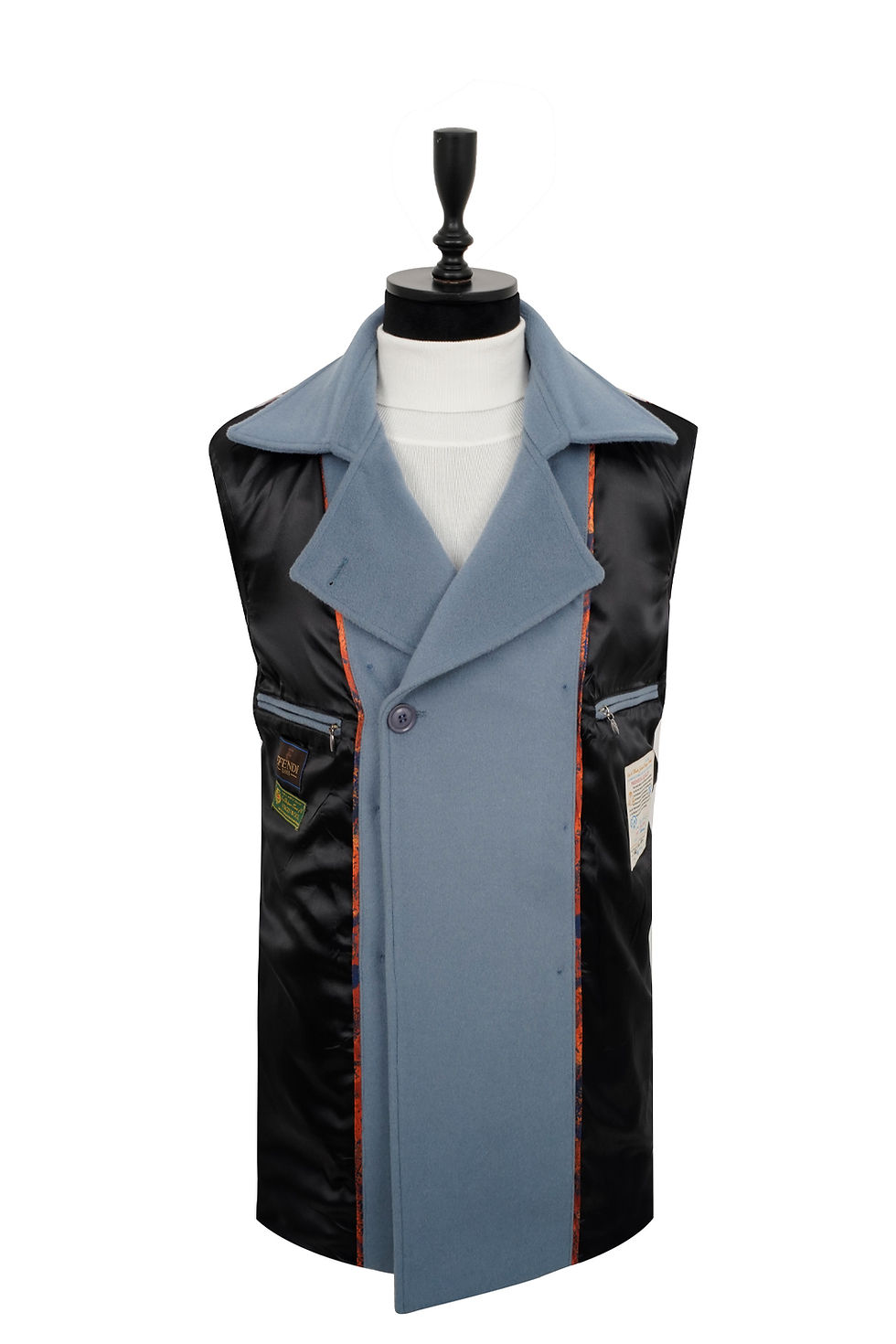 Thumbnail: Men's Double Breasted Wool Trench Coat Baby Blue