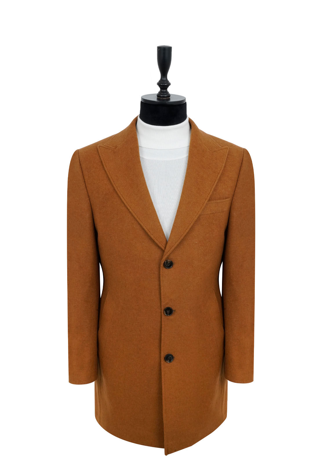 Men's Coat Peak Lapel Wool Camel
