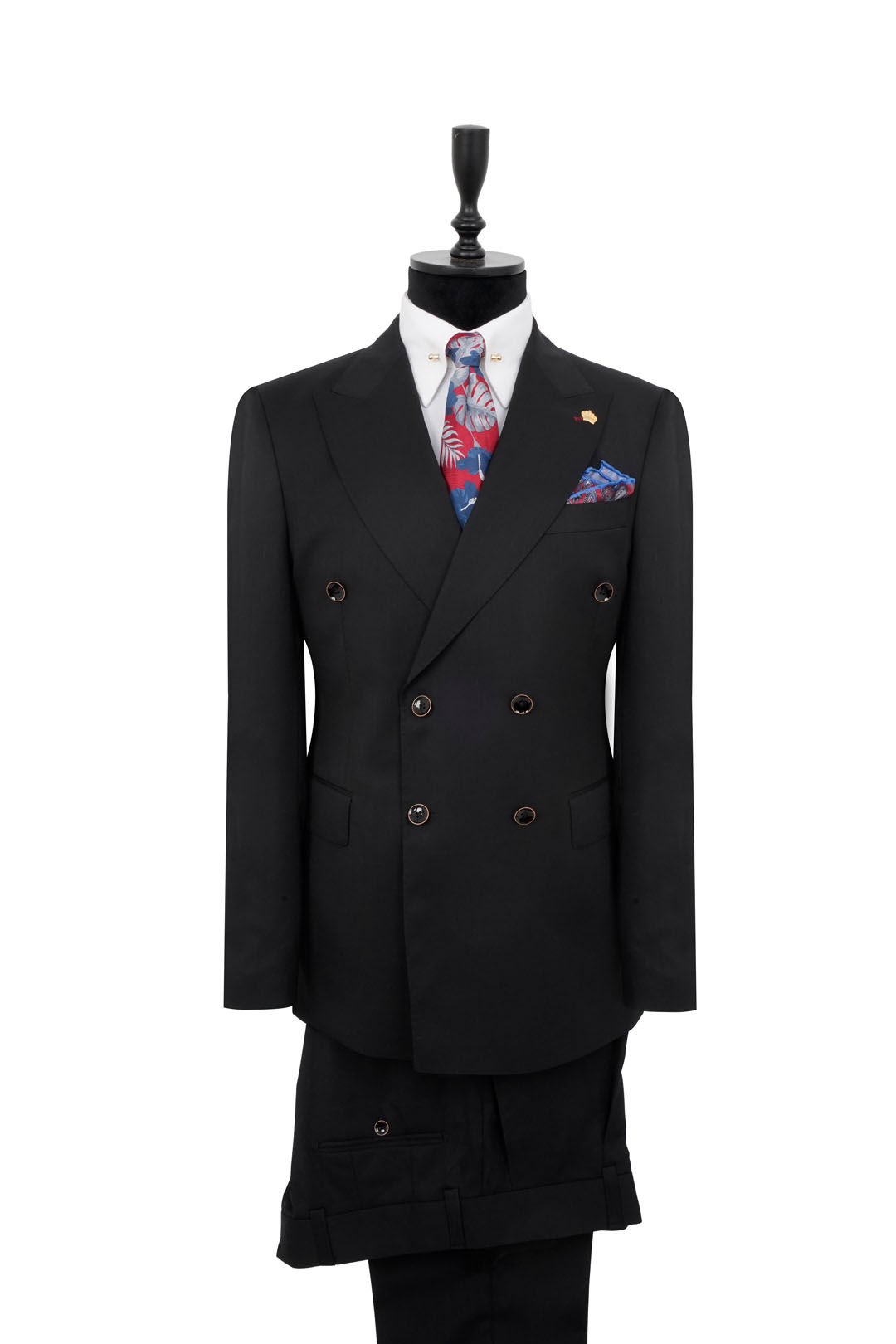 Men's Double Breasted Suit Black