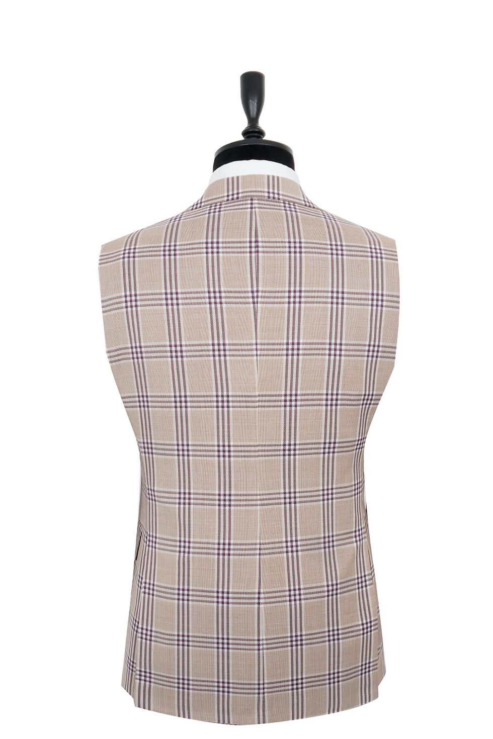 Thumbnail: Men's Suit Wide Peak Lapel Beige-Purple Checked Wool