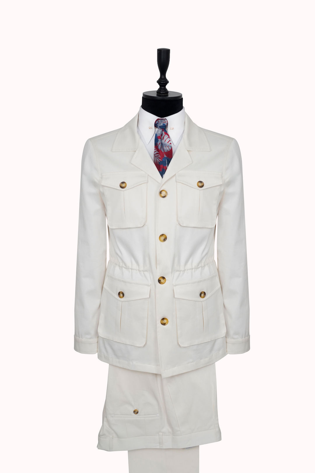 Men's Safari Suit White Cotton