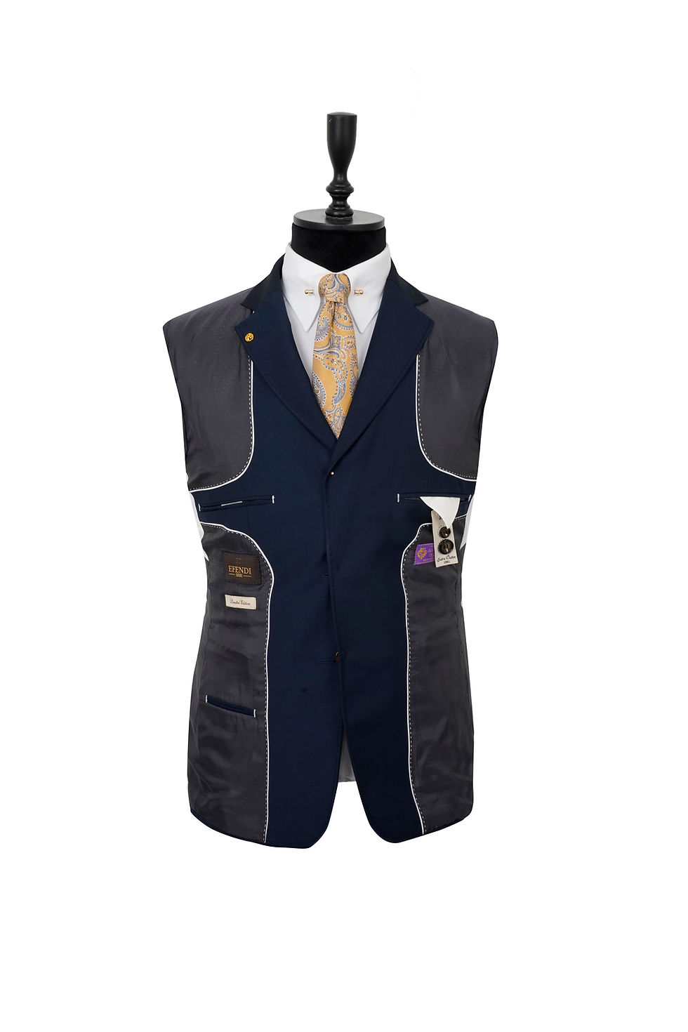 Thumbnail: Men's Notch Lapel Suit Navy Pure Wool
