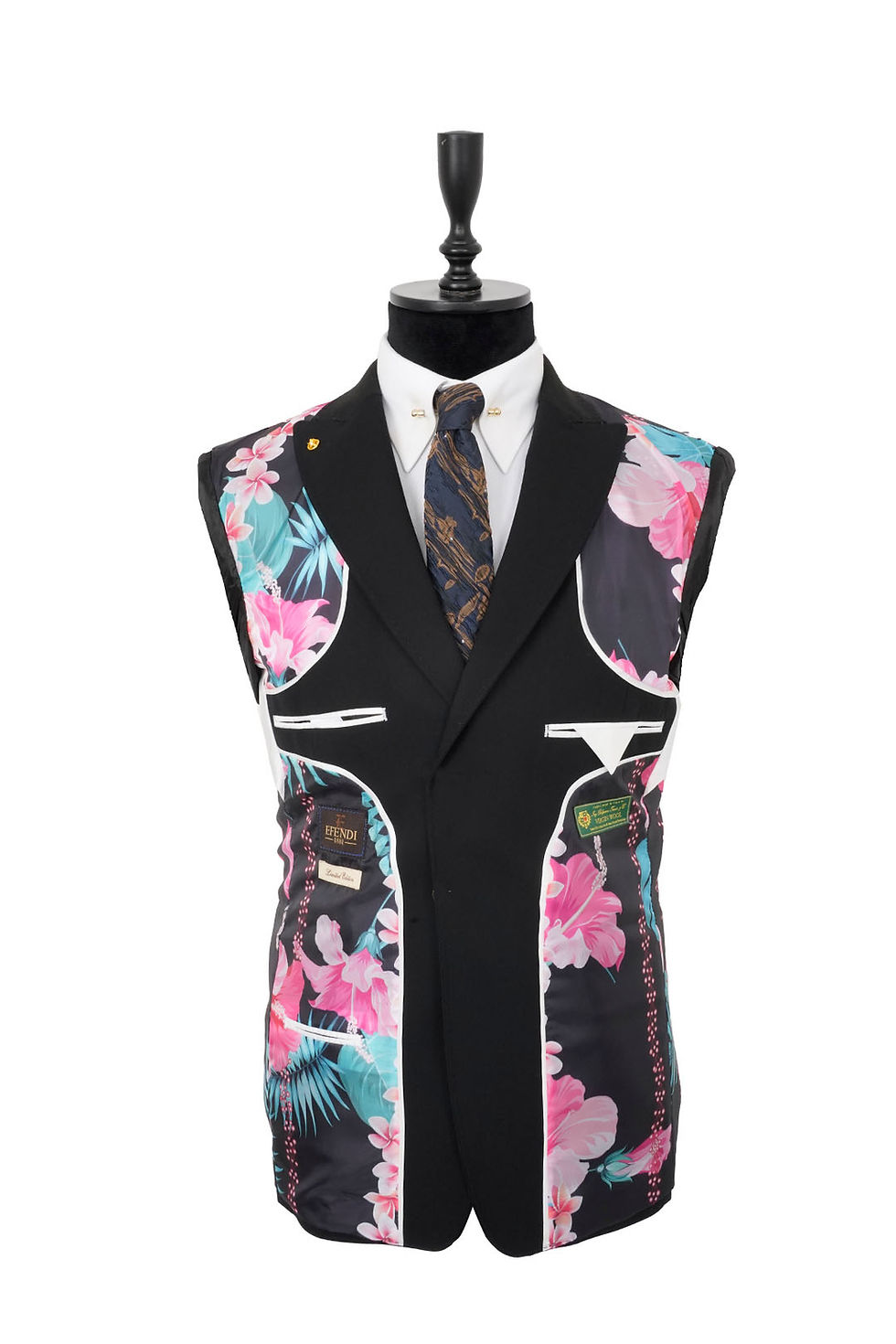 Thumbnail: Men's Peak Lapel Blazer Jacket Black Pure Wool