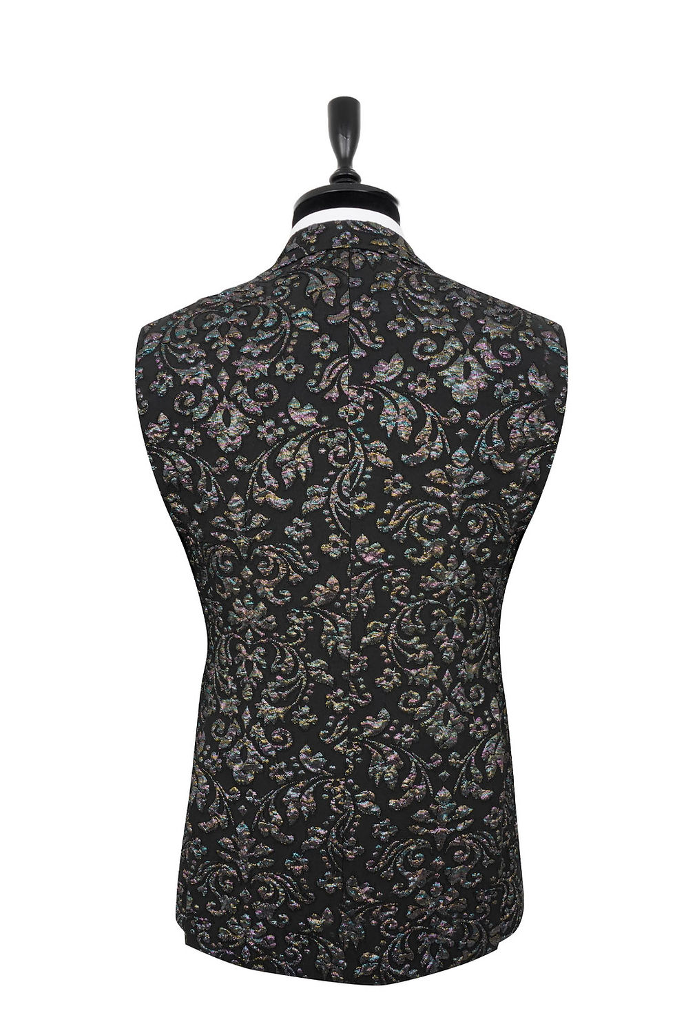 Thumbnail: Men's Ceremony Suit Multicolor Pattern - Black Sateen Peak Lapel