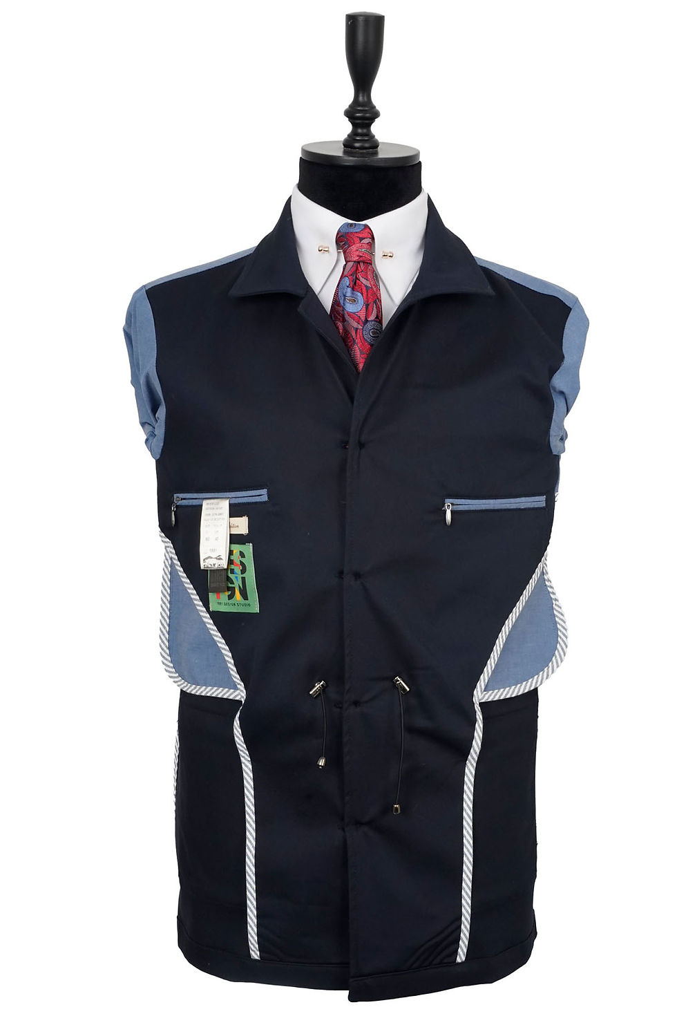 Thumbnail: Men's Safari Suit Navy Cotton