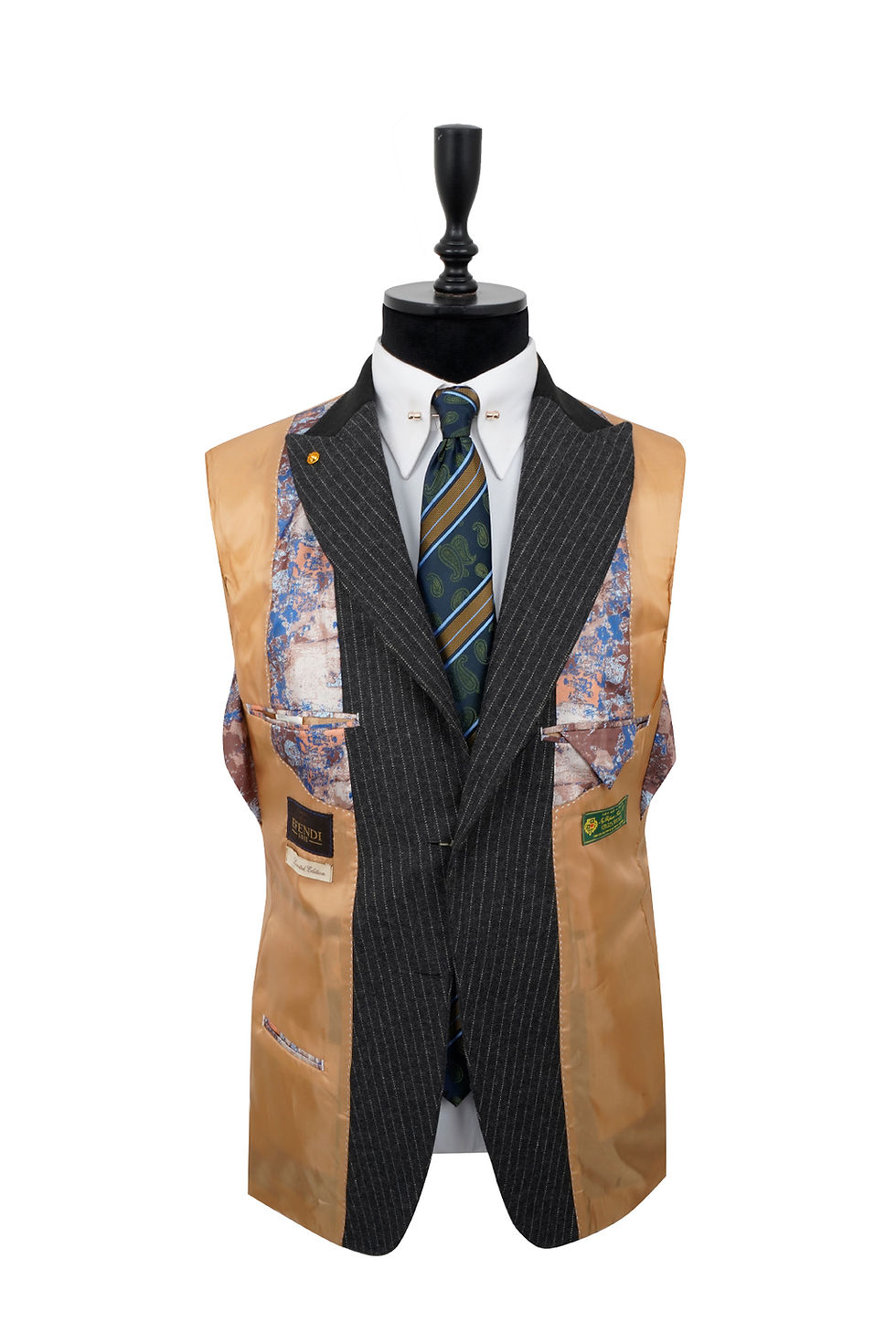 Thumbnail: Men's Winter Blazer Jacket Wool Gray- White Striped