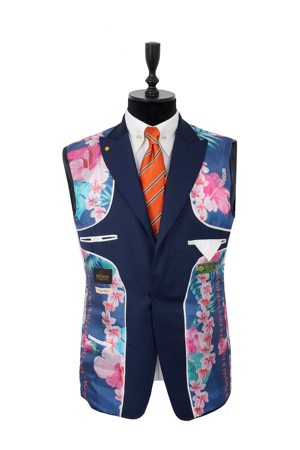 Thumbnail: Men's Peak Lapel Blazer Jacket Navy Pure Wool