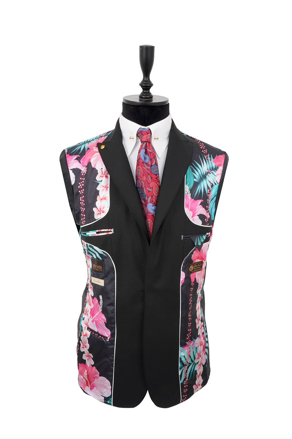 Thumbnail: Men's Peak Lapel Blazer Jacket Black Pure Wool