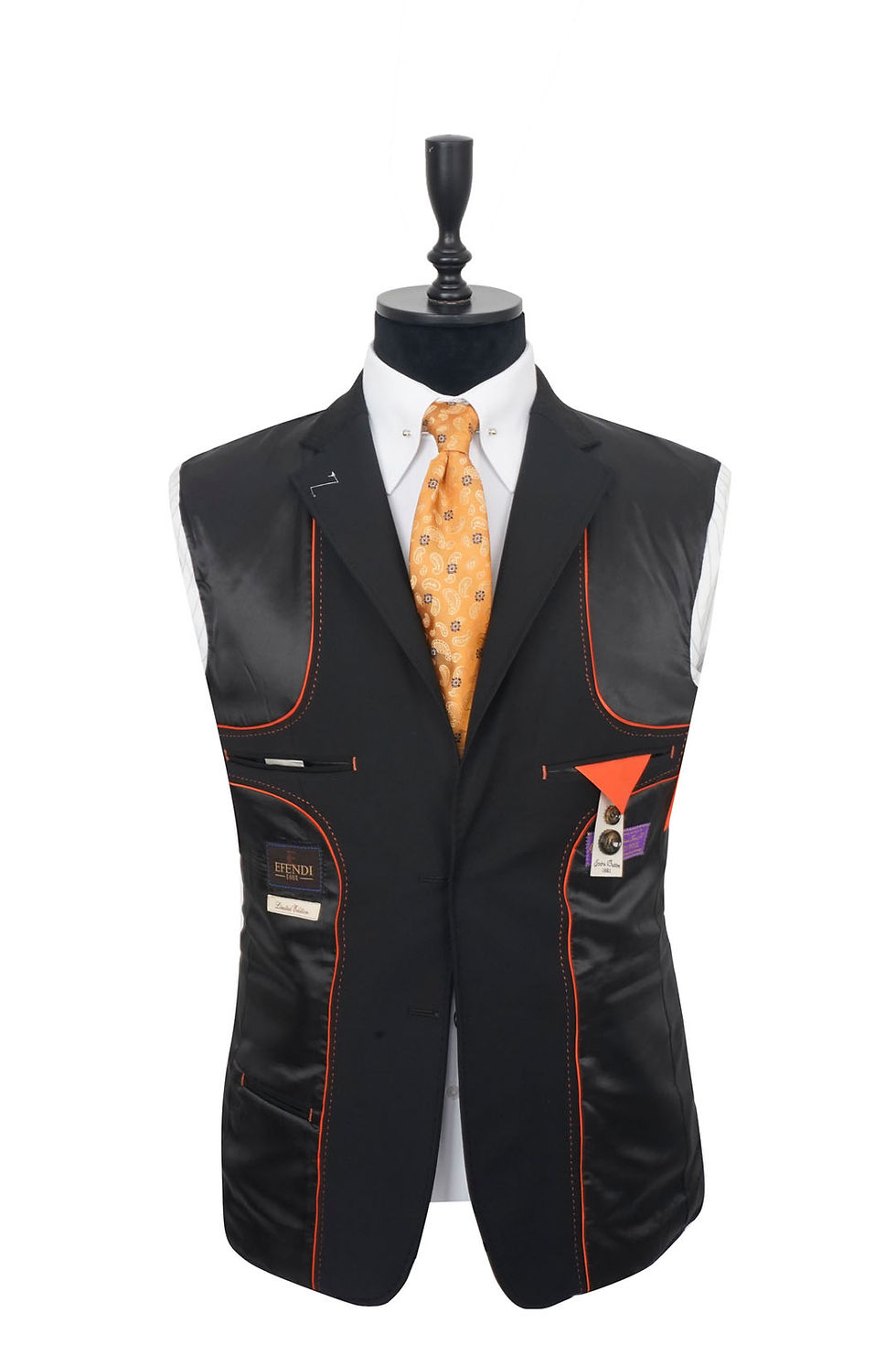 Thumbnail: Men's Suit Wide Notch Lapel Black Wool