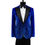 Thumbnail: Men's Ceremony Suit Black Sateen Peak Lapel Velvet Blue