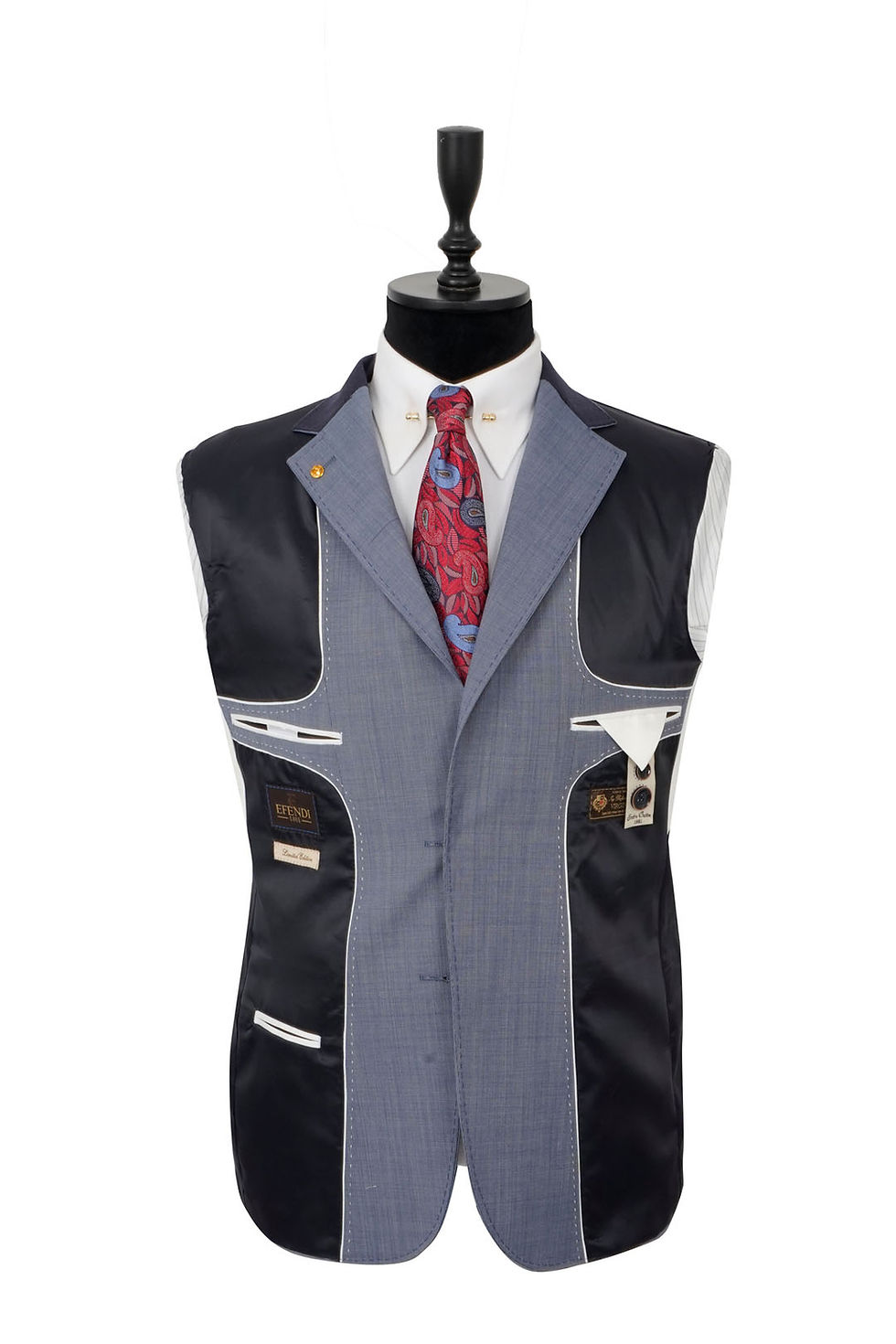 Thumbnail: Men's Suit Wide Notch Lapel Special Blue Wool