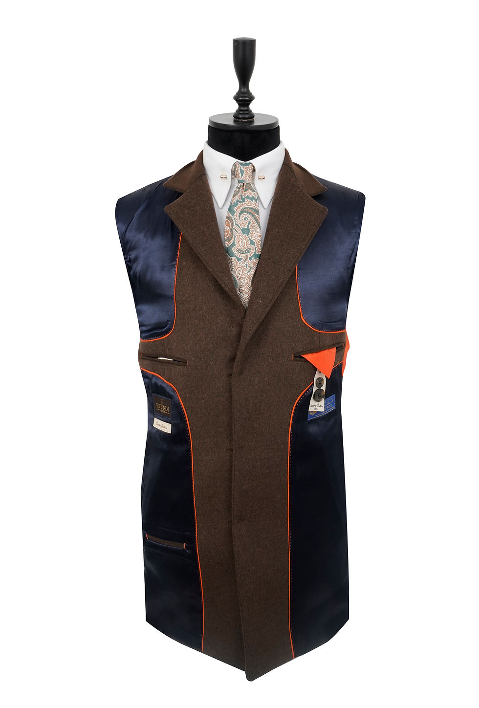 Thumbnail: Men's Notch Lapel Wool Coat Brown