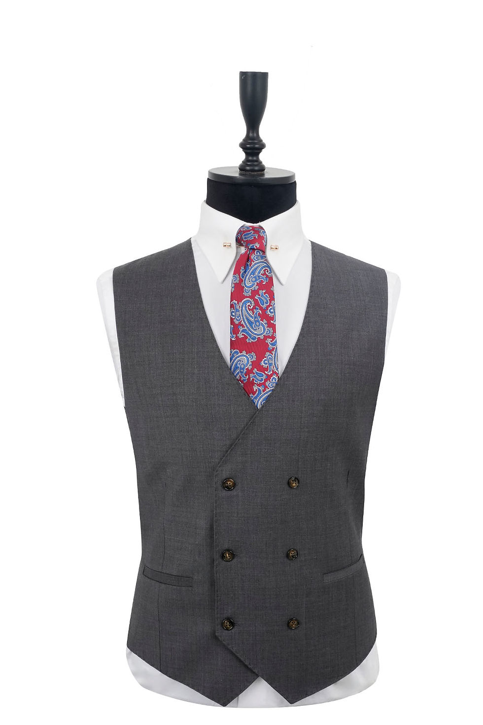 Thumbnail: Men's Suit Peak Lapel Dark Grey Pure Wool