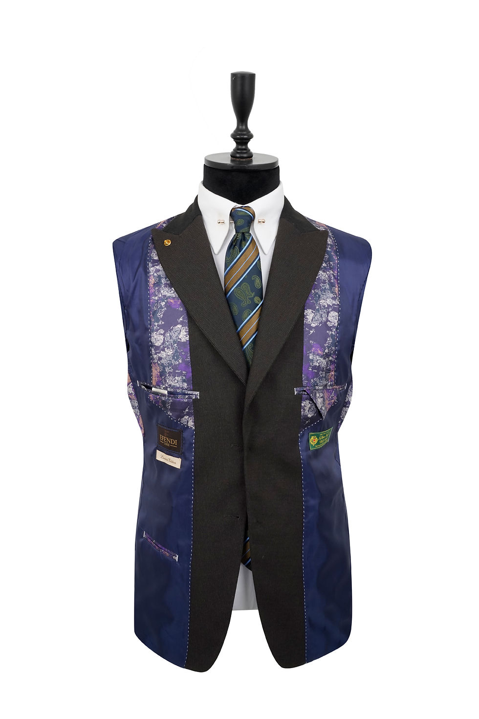 Thumbnail: Men's Winter Blazer Jacket Wool Black-Black Striped Kopyası