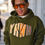 Thumbnail: Unisex YHWH 3D Embroidery Army Green Hoodie