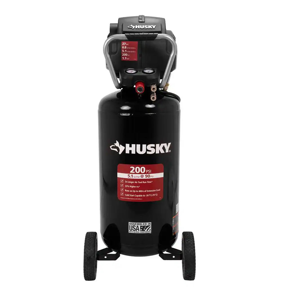 Husky 27 Gal. 200 PSI Oil Free Portable Vertical Electric Air Compressor