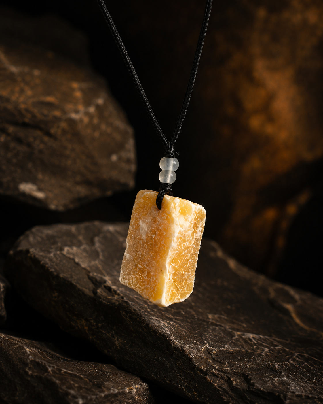 Yellow Calcite Crystal Pendant