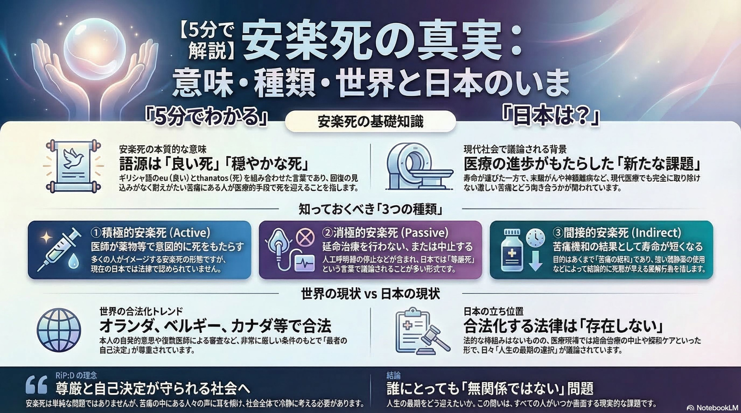安楽死とは何か│定義・3分類(積極的・消極的・間接的)の違い│世界の制度をわかりやすくチェック